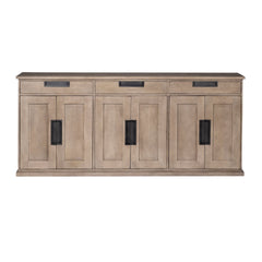 Brown Solid Mango Wood Sideboard With 3 Cabinets And 3 Drawers