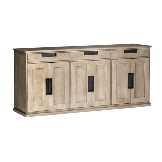 Brown Solid Mango Wood Sideboard With 3 Cabinets And 3 Drawers
