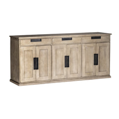 Brown Solid Mango Wood Sideboard With 3 Cabinets And 3 Drawers