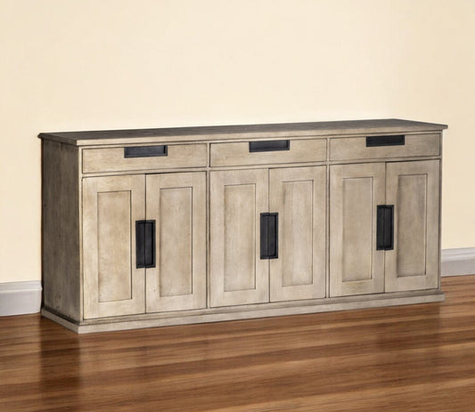 Brown Solid Mango Wood Sideboard With 3 Cabinets And 3 Drawers - Homeroots