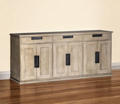 Brown Solid Mango Wood Sideboard With 3 Cabinets And 3 Drawers - Homeroots