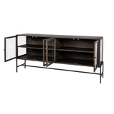 Black Solid Mango Wood Finish Sideboard With 4 Glass Cabinet Doors - Homeroots - Flyclothing LLC