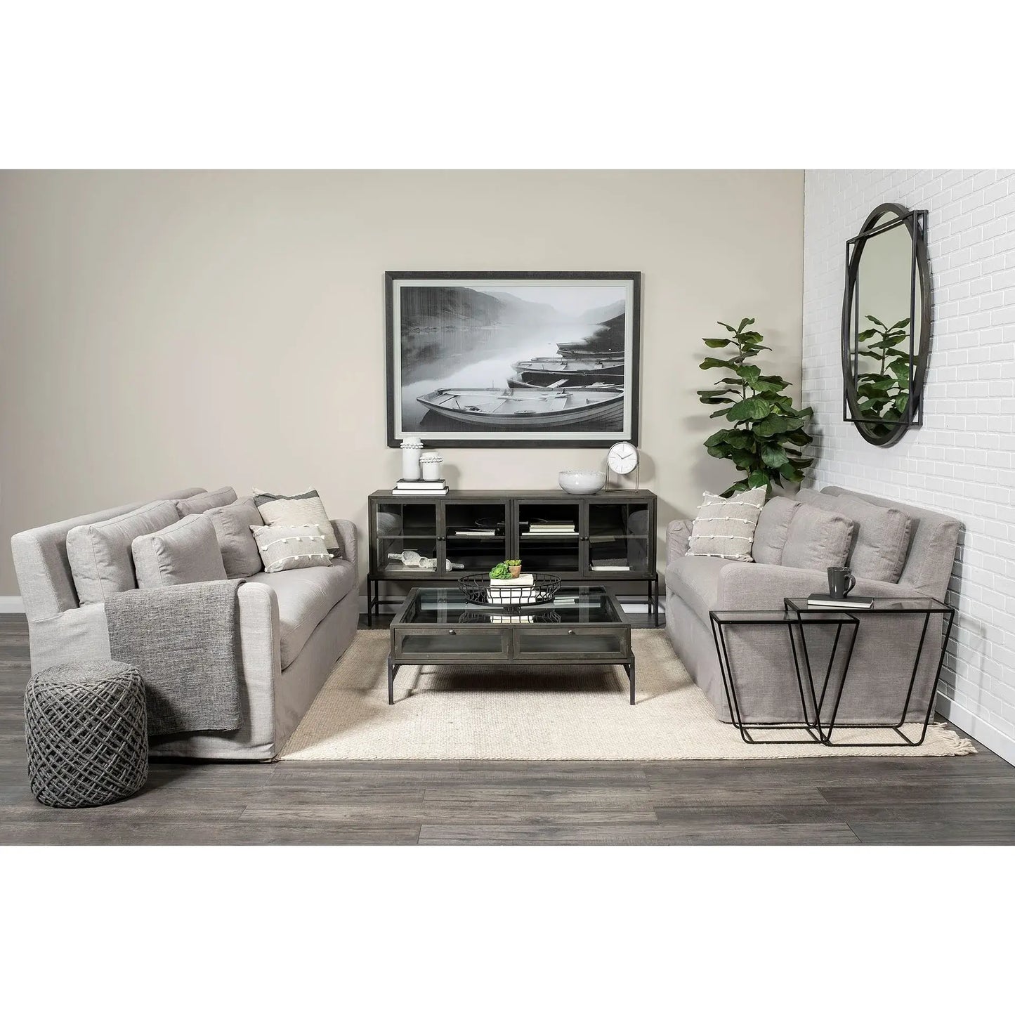 Black Solid Mango Wood Finish Sideboard With 4 Glass Cabinet Doors - Homeroots - Flyclothing LLC
