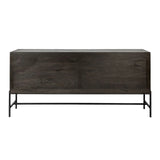 Black Solid Mango Wood Finish Sideboard With 4 Glass Cabinet Doors - Homeroots - Flyclothing LLC