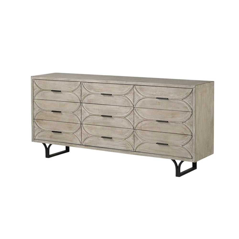 Light Brown And White Solid Mango Wood Finish Sideboard With 9 Drawers - Homeroots - Flyclothing LLC