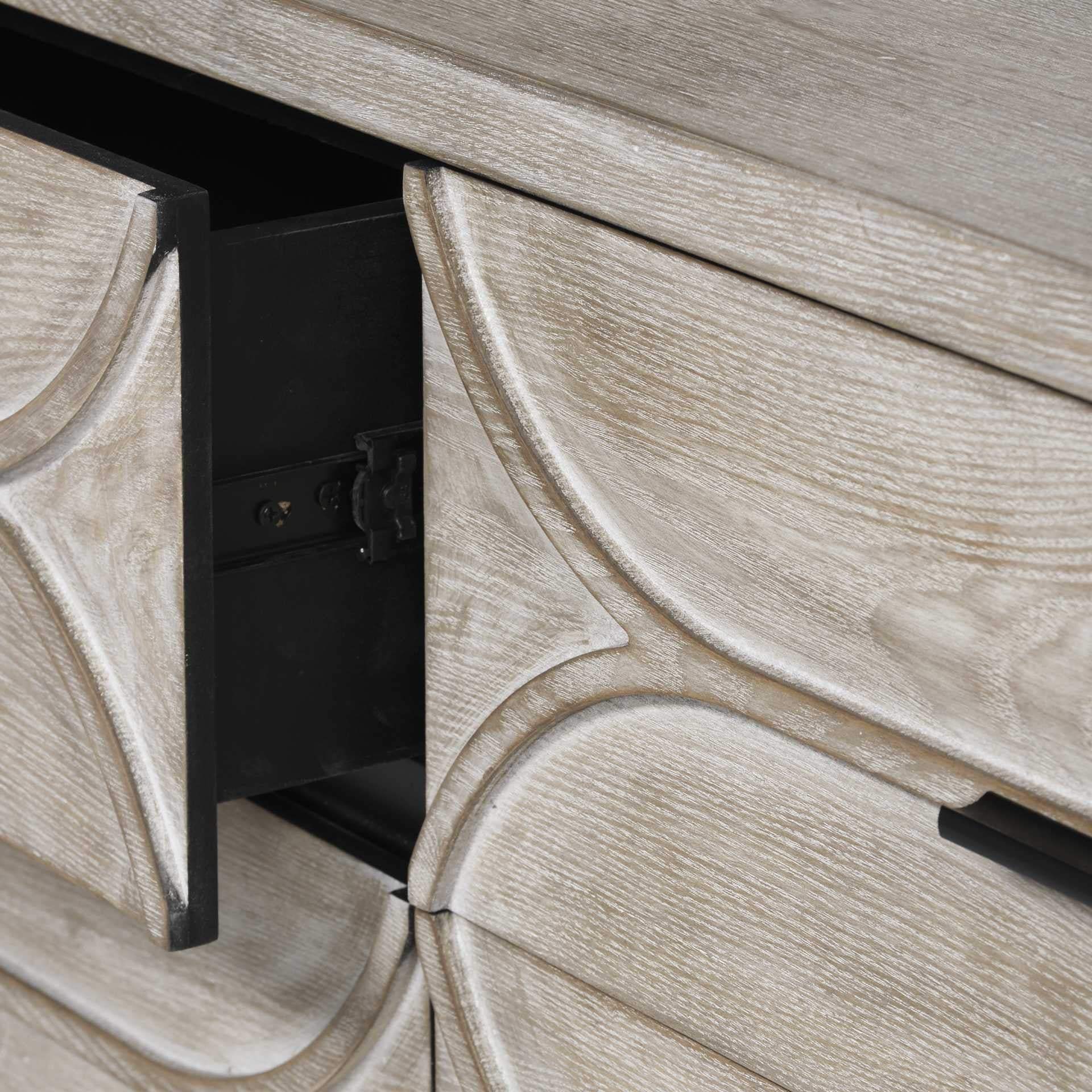 Light Brown And White Solid Mango Wood Finish Sideboard With 9 Drawers - Homeroots - Flyclothing LLC