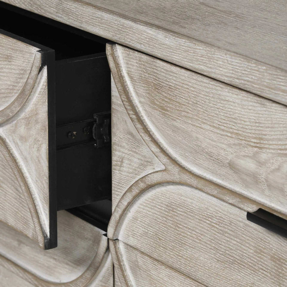 Light Brown And White Solid Mango Wood Finish Sideboard With 9 Drawers - Homeroots - Flyclothing LLC