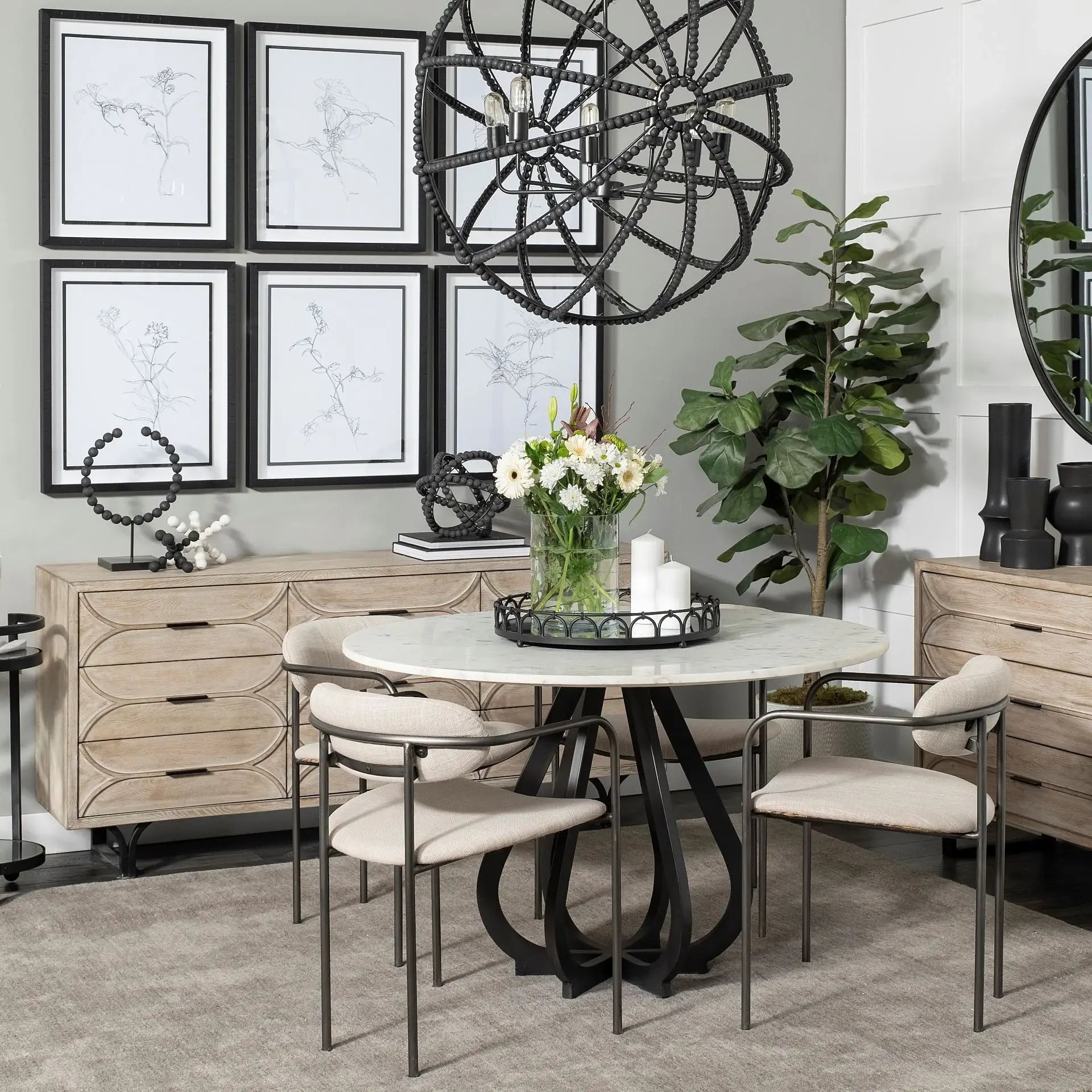 Light Brown And White Solid Mango Wood Finish Sideboard With 9 Drawers - Homeroots - Flyclothing LLC