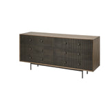 Medium Brown Solid Mango Wood Finish Sideboard With 6 Easy Sliding Drawers - Homeroots