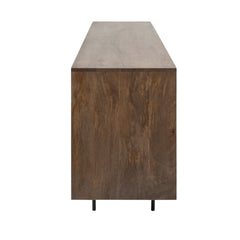Medium Brown Solid Mango Wood Finish Sideboard With 6 Easy Sliding Drawers
