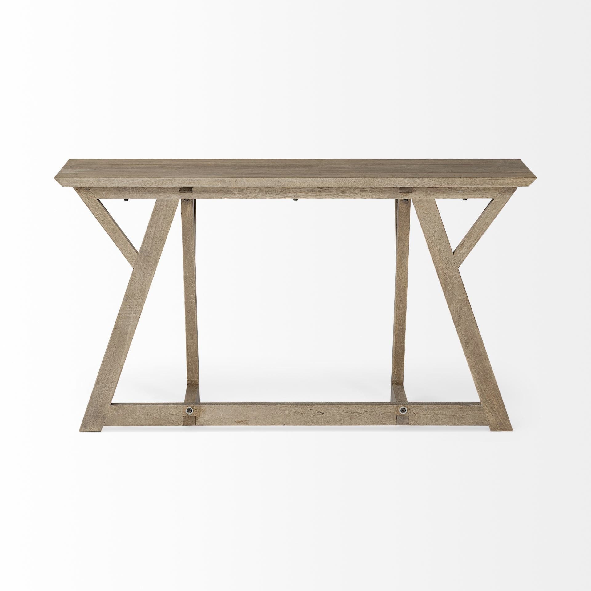 16" Brown Solid Wood Trestle Console Table