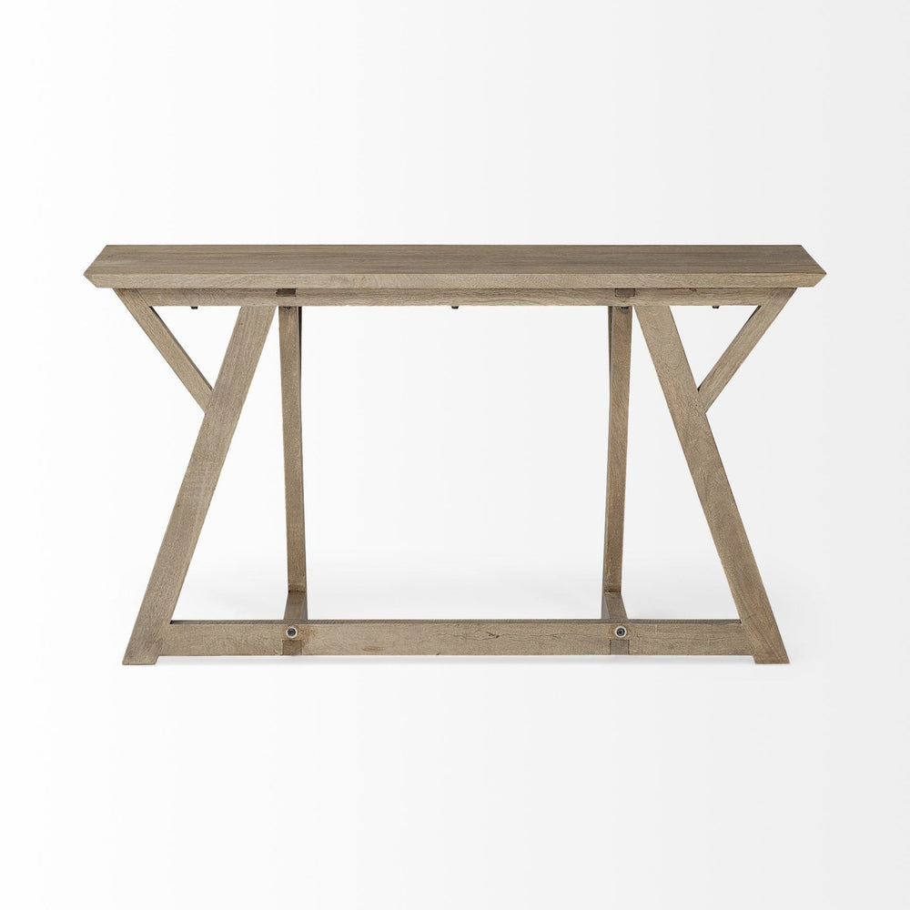 16" Brown Solid Wood Trestle Console Table - Homeroots - Flyclothing LLC