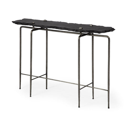 17" Black and Brown Solid Wood Console Table - Homeroots