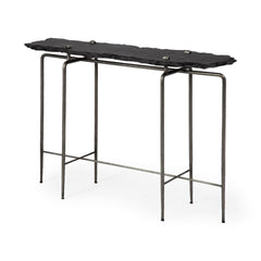 17" Black and Brown Solid Wood Console Table - Homeroots