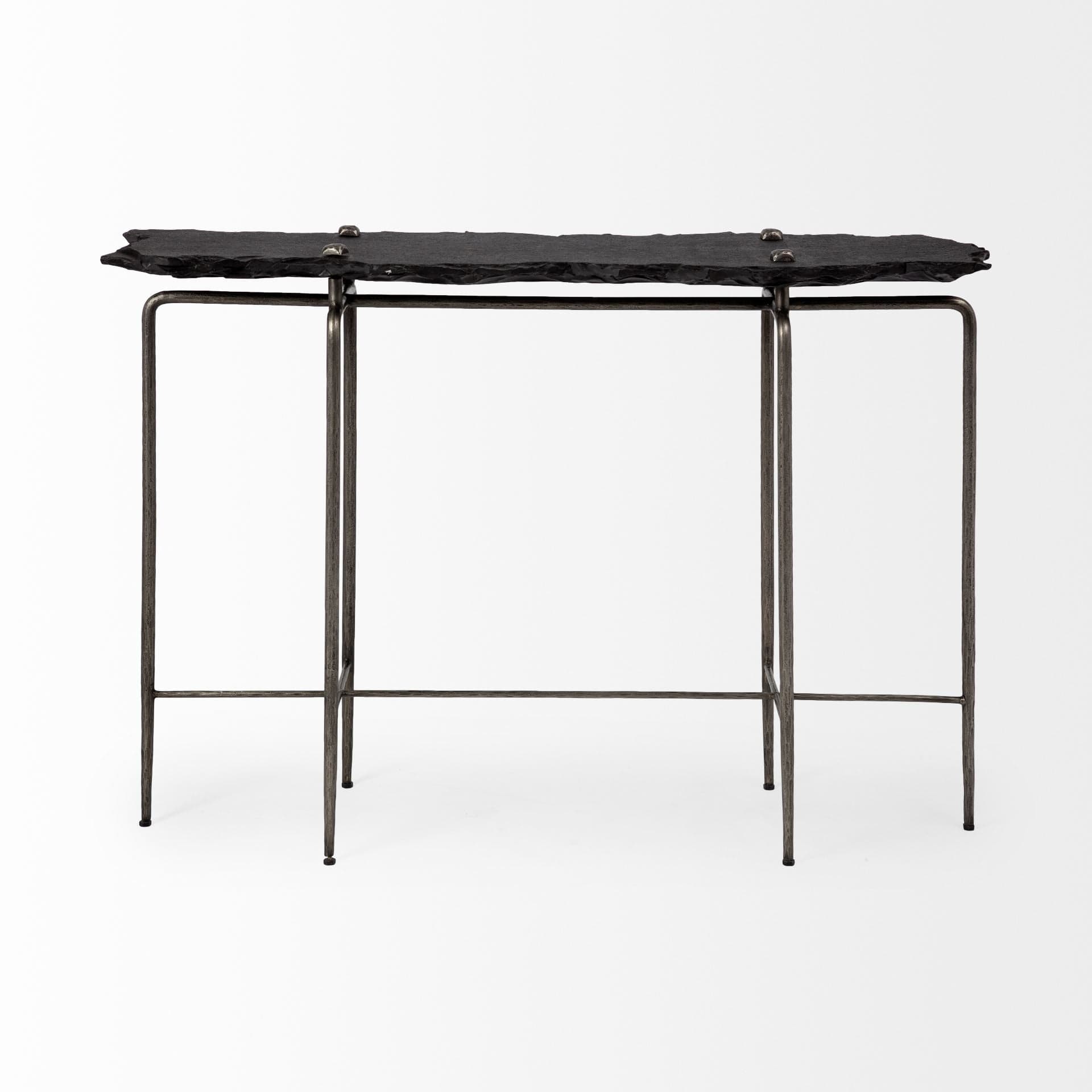 17" Black and Brown Solid Wood Console Table