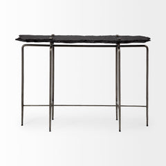 17" Black and Brown Solid Wood Console Table