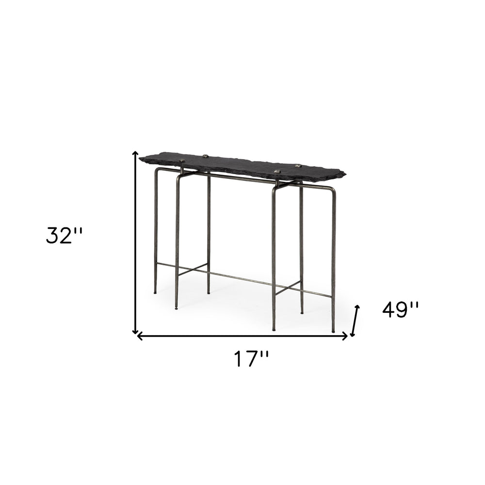 17" Black and Brown Solid Wood Console Table - Homeroots - Flyclothing LLC