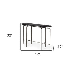 17" Black and Brown Solid Wood Console Table