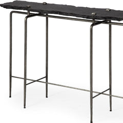 17" Black and Brown Solid Wood Console Table - Homeroots