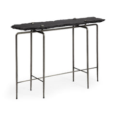 17" Black and Brown Solid Wood Console Table - Homeroots