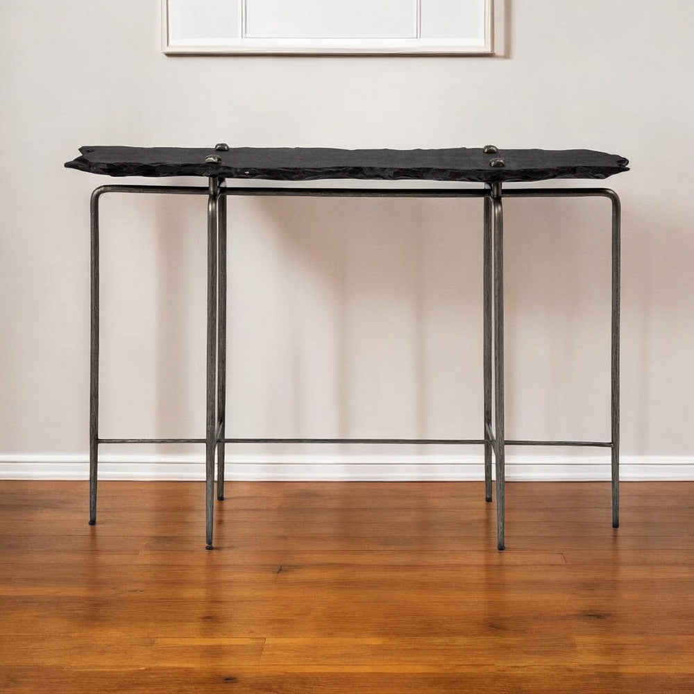17" Black and Brown Solid Wood Console Table - Homeroots - Flyclothing LLC