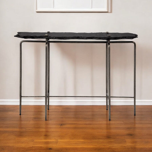 17" Black and Brown Solid Wood Console Table - Homeroots