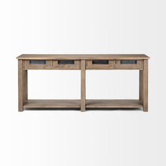 18" Brown Solid Wood 4 Legs Console Table And Drawers