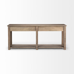 18" Brown Solid Wood 4 Legs Console Table And Drawers