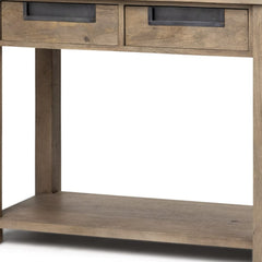 18" Brown Solid Wood 4 Legs Console Table And Drawers - Homeroots