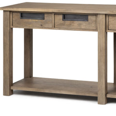 18" Brown Solid Wood 4 Legs Console Table And Drawers