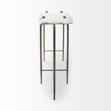 17" White and Brown Genuine Marble Console Table - Homeroots