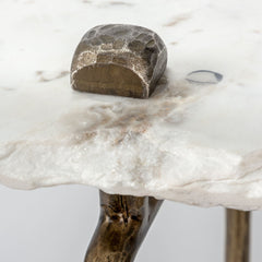 17" White and Brown Genuine Marble Console Table - Homeroots