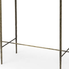17" White and Brown Genuine Marble Console Table - Homeroots