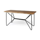 Medium Brown Live Edge Acacia Wood Finish Office Desk With Black Matte Butterfly Wing Shaped Base - Homeroots - Flyclothing LLC