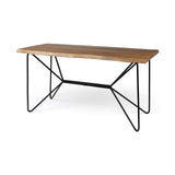 Medium Brown Live Edge Acacia Wood Finish Office Desk With Black Matte Butterfly Wing Shaped Base - Homeroots