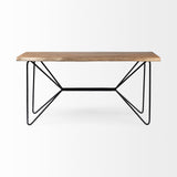 Medium Brown Live Edge Acacia Wood Finish Office Desk With Black Matte Butterfly Wing Shaped Base - Homeroots