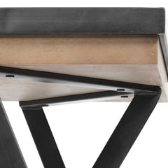 Solid Mango Wood Finish Writing Desk With Single Storage And Black Triangular Iron Legs - Homeroots