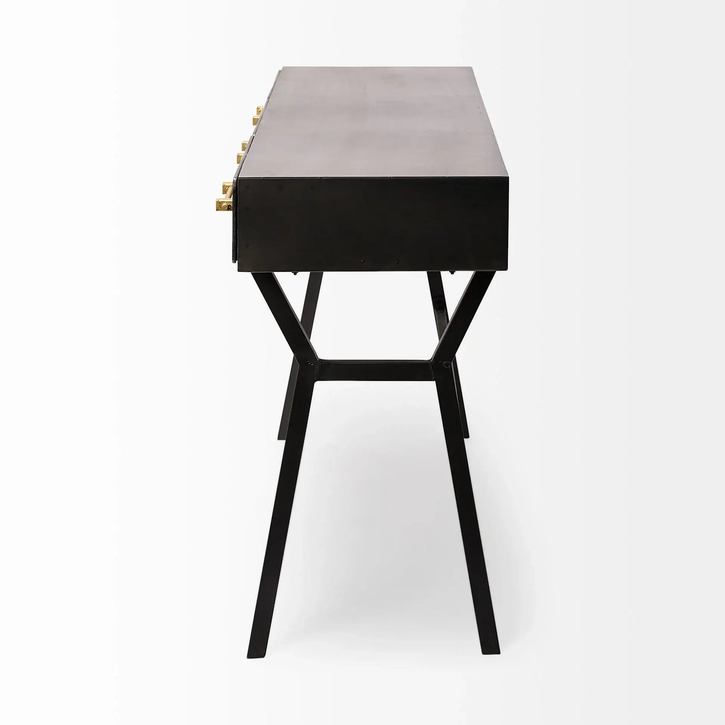 Black Metal Matte Finish Writing Desk With 3 Drawers - Homeroots - Flyclothing LLC