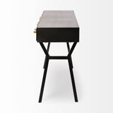 Black Metal Matte Finish Writing Desk With 3 Drawers - Homeroots