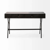 Black Metal Matte Finish Writing Desk With 3 Drawers - Homeroots - Flyclothing LLC