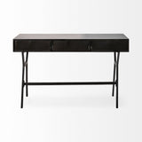 Black Metal Matte Finish Writing Desk With 3 Drawers - Homeroots