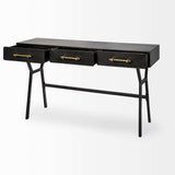 Black Metal Matte Finish Writing Desk With 3 Drawers - Homeroots - Flyclothing LLC