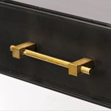 Black Metal Matte Finish Writing Desk With 3 Drawers - Homeroots - Flyclothing LLC