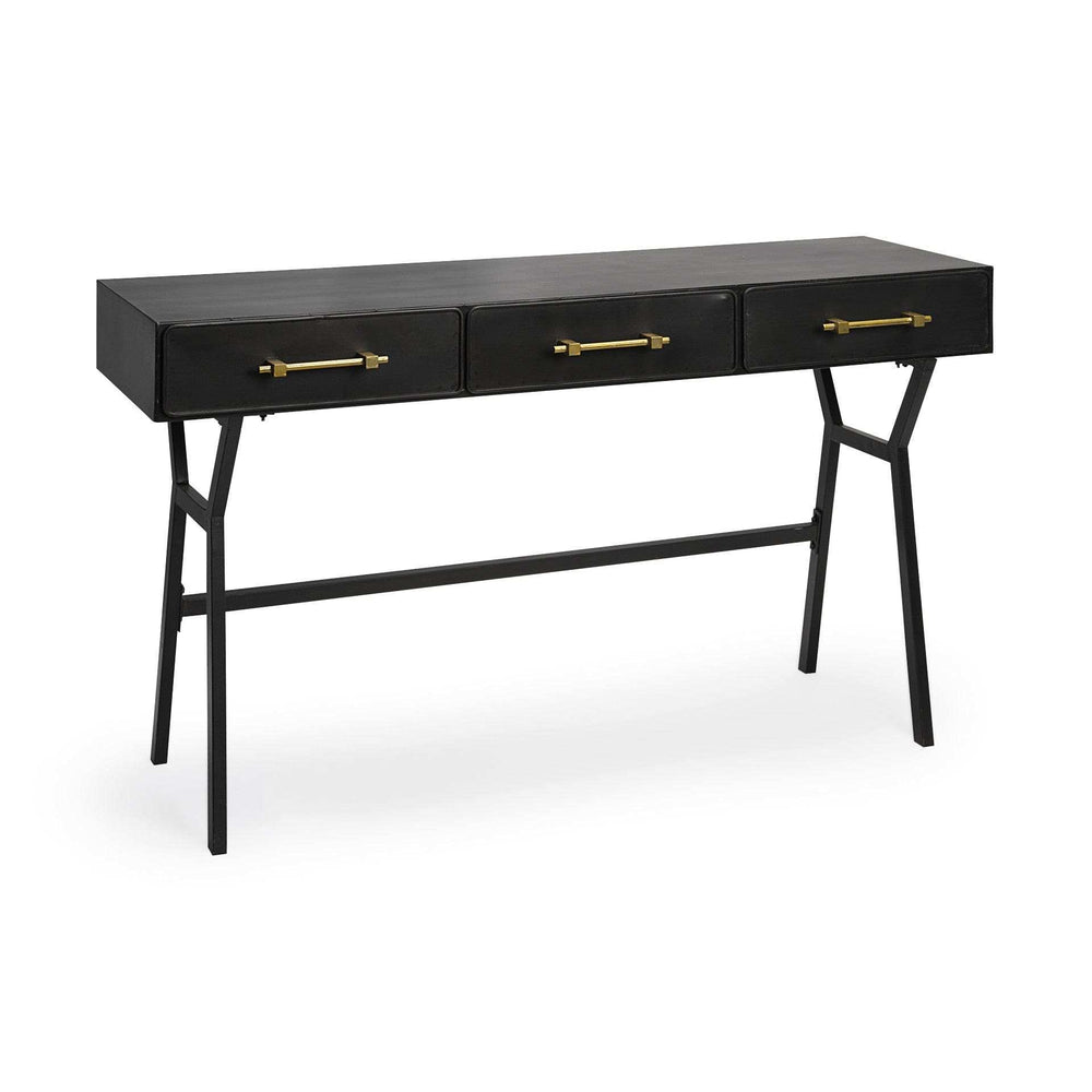 Black Metal Matte Finish Writing Desk With 3 Drawers - Homeroots - Flyclothing LLC