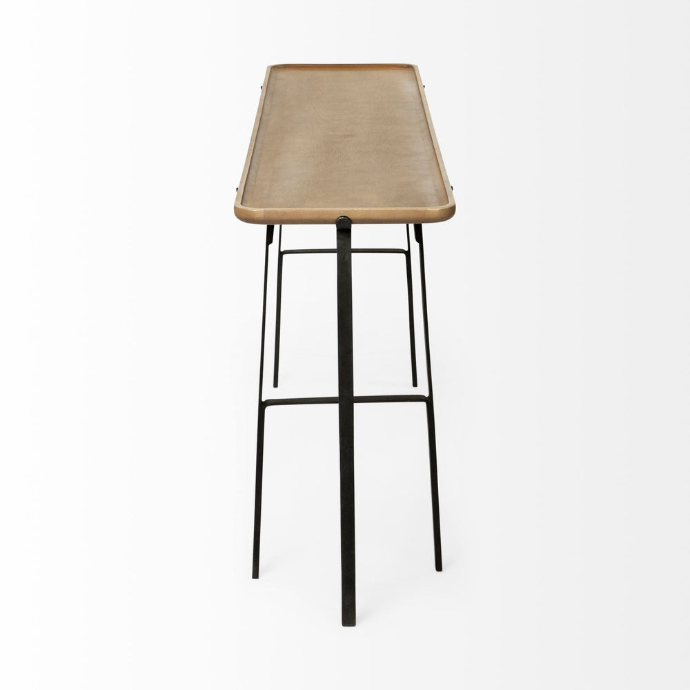 14" Brown and Black Solid Wood Trestle Console Table - Homeroots - Flyclothing LLC