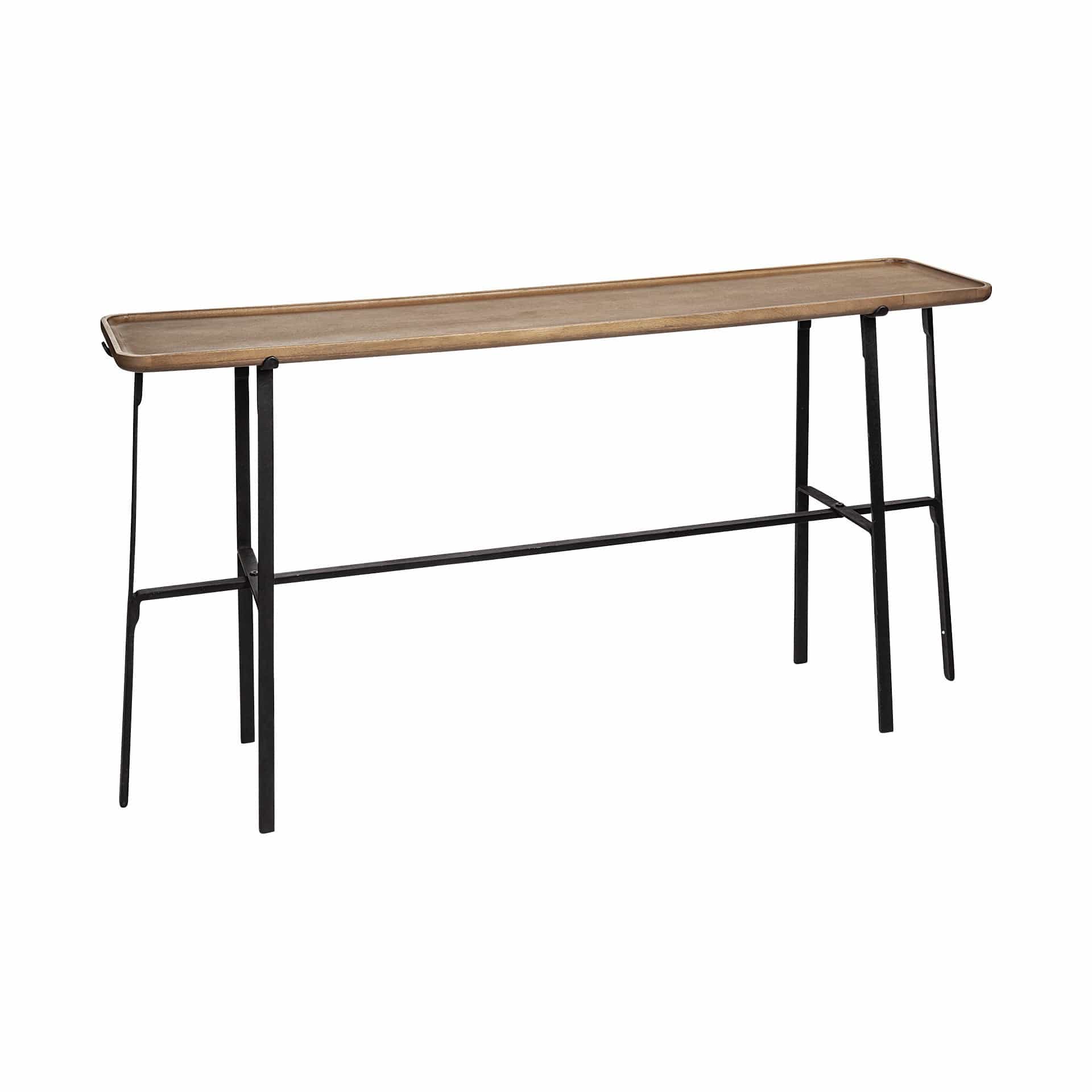 14" Brown and Black Solid Wood Trestle Console Table - Homeroots - Flyclothing LLC