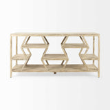16" Brown Solid Wood 4 Legs Console Table With Shelves - Homeroots - Flyclothing LLC