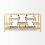 16" Brown Solid Wood 4 Legs Console Table With Shelves - Homeroots
