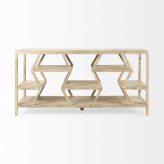 16" Brown Solid Wood 4 Legs Console Table With Shelves