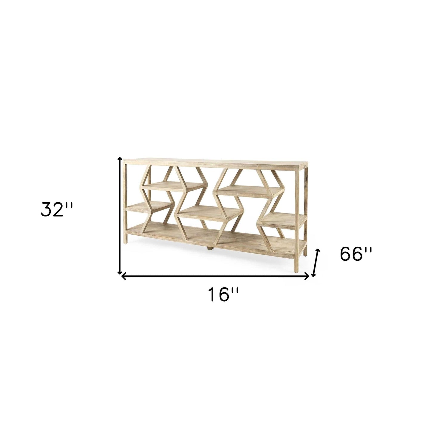 16" Brown Solid Wood 4 Legs Console Table With Shelves - Homeroots - Flyclothing LLC